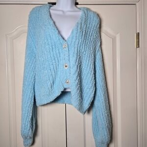 Show Me Your Mumu Clemmie Cardi Cardigan Crop Knit Size‎ Medium Blue  NWT